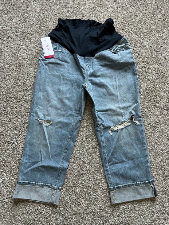 Vintage Denim - Vintage Light Blue Relaxed Maternity Jeans with Black Waist Panel